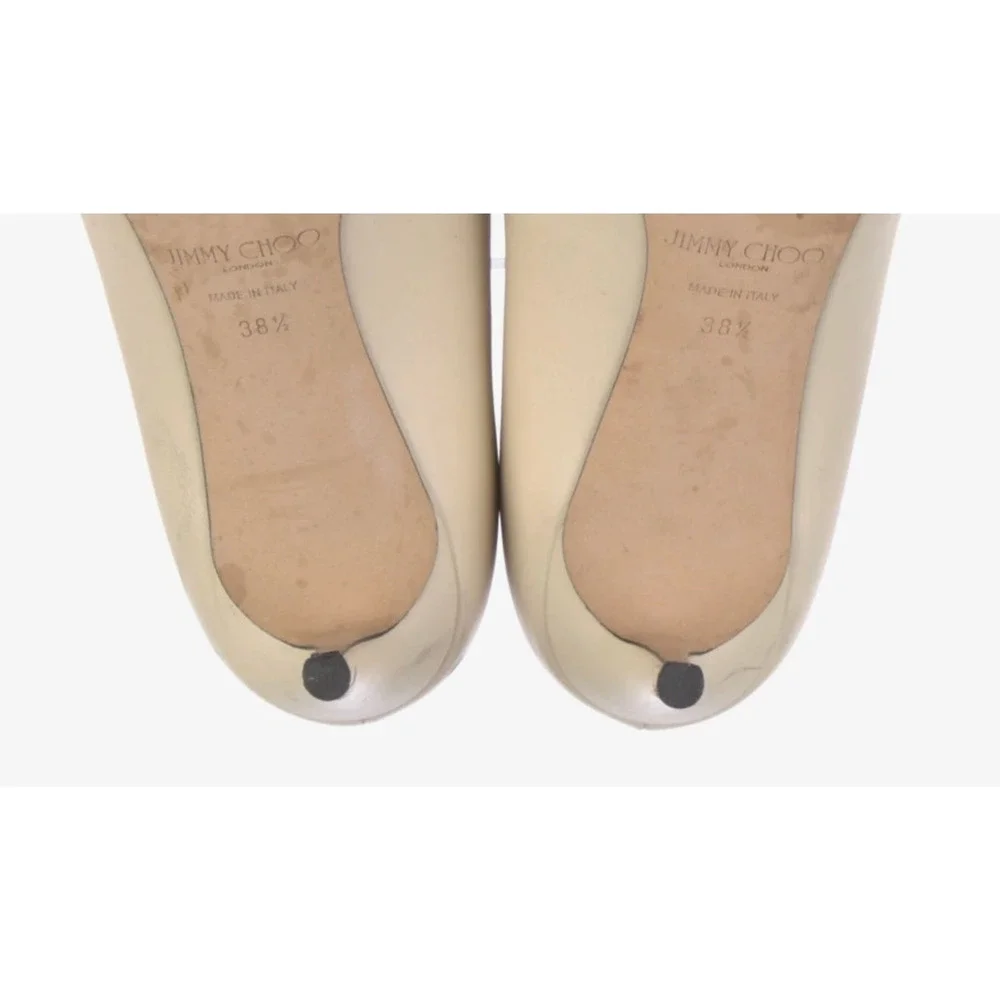 Jimmy Choo 8 Lark 65 Leather Pumps Deep V Ankle Strap Ivory Ecru Booties 38.5 - Picture 9 of 11